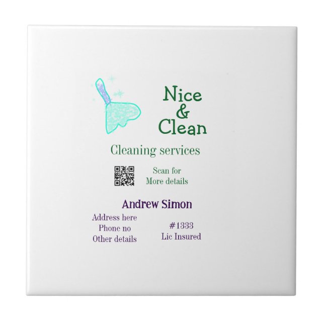 Azulejo De Cerâmica Green blue gitter clean mop add name address q r b (Frente)