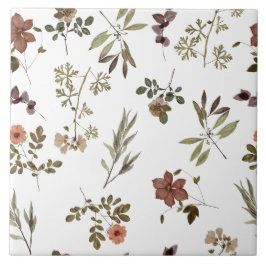 Azulejo De Cerâmica Green Burgundy Wildflower