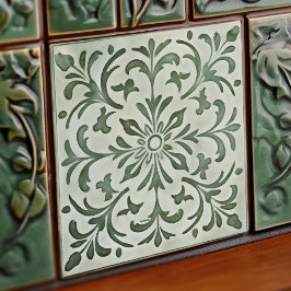 Azulejo De Cerâmica Green Calla Lily Backsplash Repro Art Nouveau
