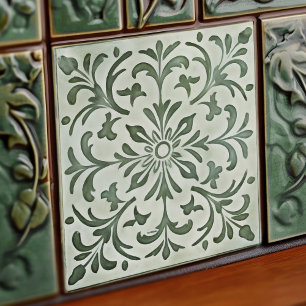 Azulejo De Cerâmica Green Calla Lily Backsplash Repro Art Nouveau