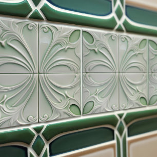 Azulejo De Cerâmica Green Calla Lily Backsplash Repro Art Nouveau