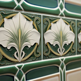 Azulejo De Cerâmica Green Calla Lily Backsplash Repro Art Nouveau