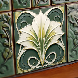 Azulejo De Cerâmica Green Calla Lily Backsplash Repro Art Nouveau
