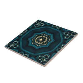 Azulejo De Cerâmica Green Dourado Boho Rosette Mandala
