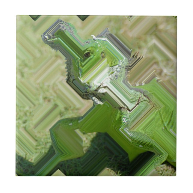 Azulejo De Cerâmica Green Iguana (Frente)