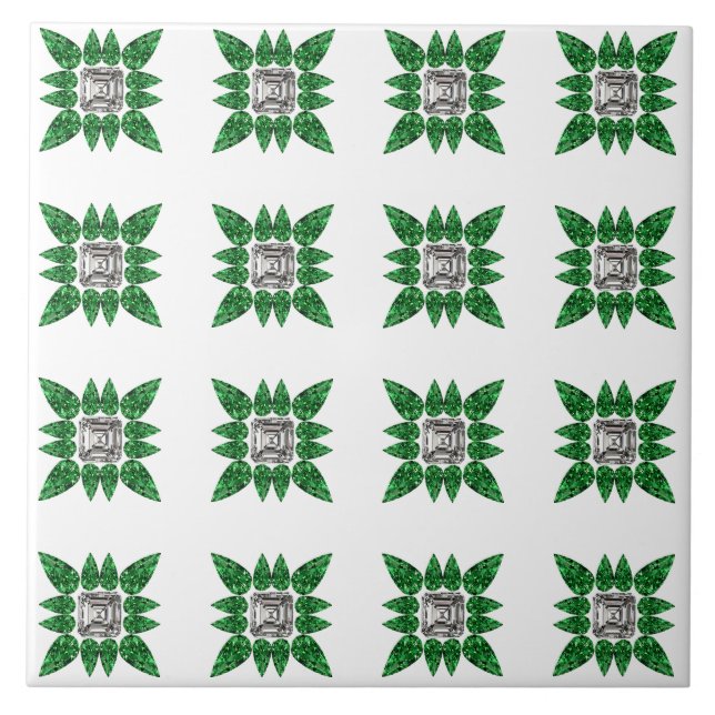 Azulejo De Cerâmica Green Pear shaped Diamond Pattern (Frente)