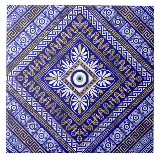 Azulejo De Cerâmica Grego Meander Key e Mau (Frente)