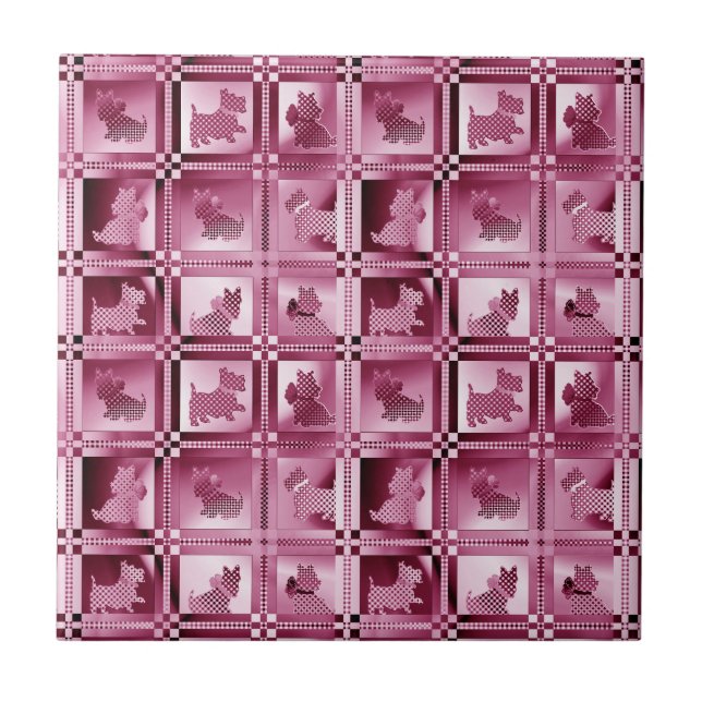 Azulejo De Cerâmica Grelha de Cachorros Scottie Puppies (Frente)