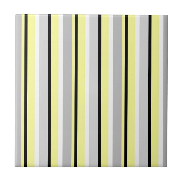 Azulejo De Cerâmica Grey and Yellow Stylish Striped (Frente)