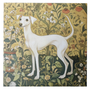 Azulejo De Cerâmica Greyhound ou Whippet italiano em um jardim de vind