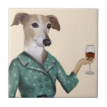 Azulejo De Cerâmica Greyhound Wine Snob<br><div class="desc">Greyhound Wine Snob de Fabfunky. Possui um galo bem vestido,  apreciando vinho. | 190955D</div>