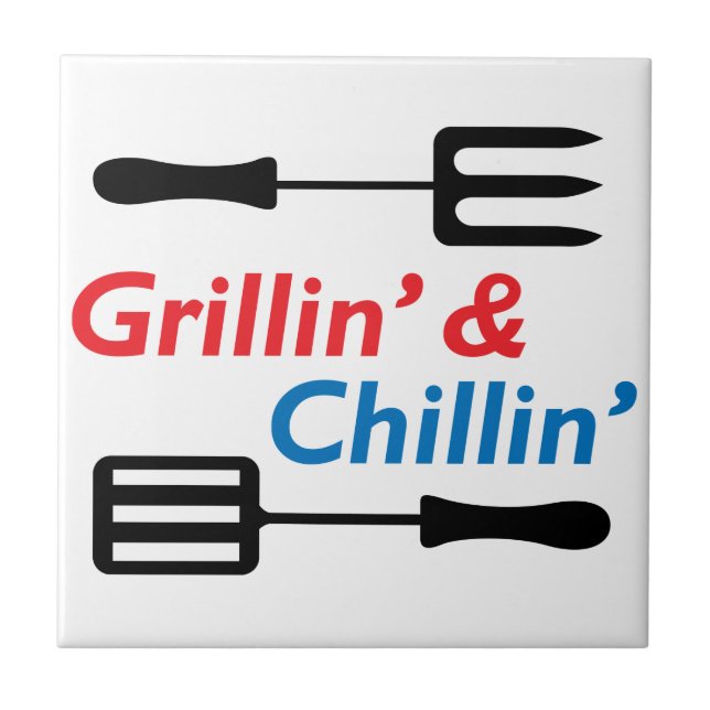 Azulejo De Cerâmica Grillin' & Chillin" (Frente)