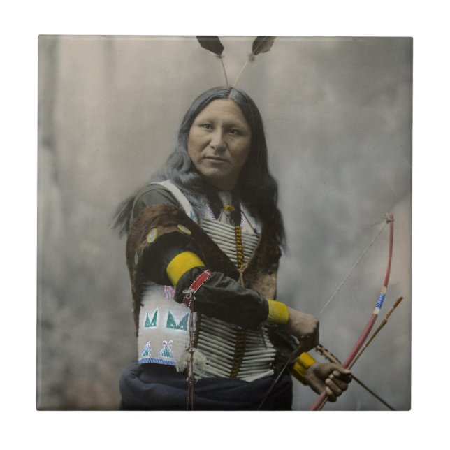 Azulejo De Cerâmica Grito no indiano de Oglala Sioux 1899 (Frente)