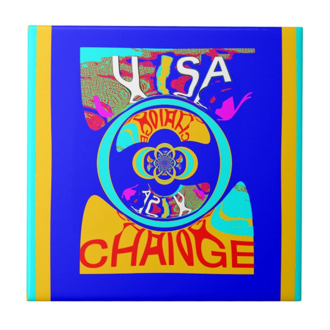 Azulejo De Cerâmica Groove psicodélica: Pop Art Abstrato de energia (Frente)