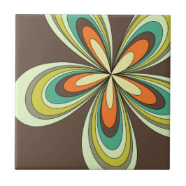 Azulejo De Cerâmica Groovy 60s 70s Hippie Flower Brown Retro Daisy