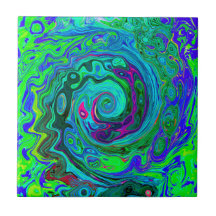 Groovy Abstrato com espiral verde e azul