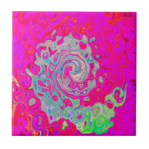 Groovy Abstrato Teal Blue e Red Swirl