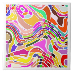 Azulejo De Cerâmica Groovy - Arte da Linha Retroativa  Azulejo cerâmi