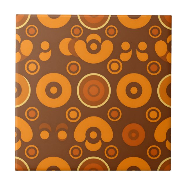 Azulejo De Cerâmica Groovy Retro Circles Abstract Pattern 1970s  (Frente)