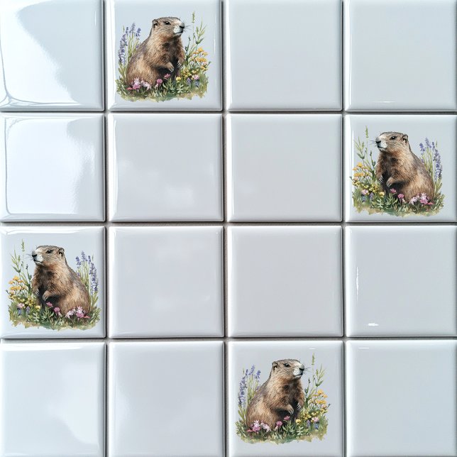 Azulejo De Cerâmica Groundhog (Criador carregado)
