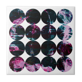 Azulejo De Cerâmica Grunge Bolinha Rosa Noir Círculo Preto Abstrato.