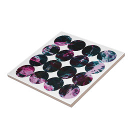 Azulejo De Cerâmica Grunge Bolinha Rosa Noir Círculo Preto Abstrato.