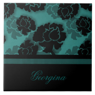 Azulejo De Cerâmica Grungy Floral Decadence Azulejo, Teal