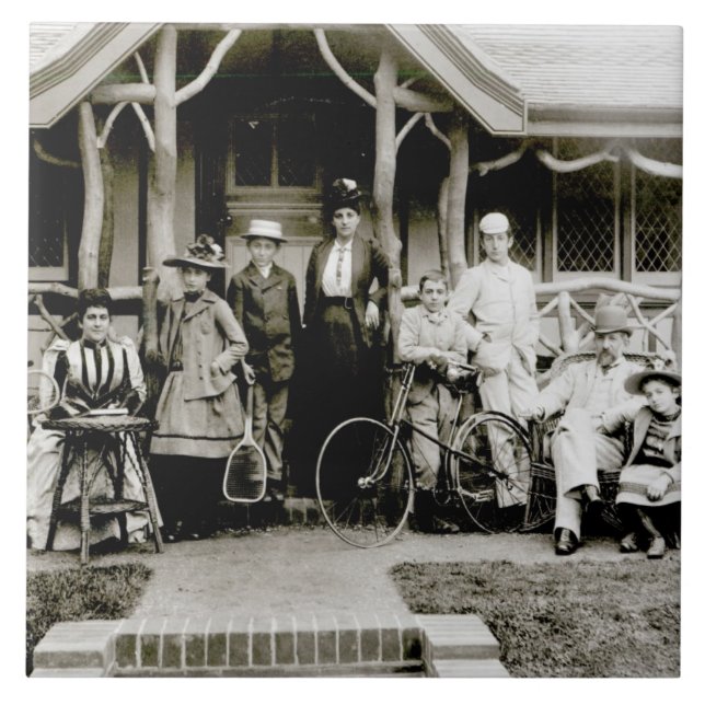 Azulejo De Cerâmica Grupo da família, c.1900 (foto de b/w) (Frente)