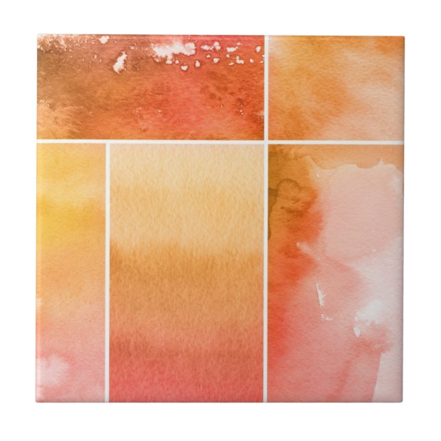 Azulejo De Cerâmica Grupo do abstrato 4 pintados mão da aguarela (Frente)