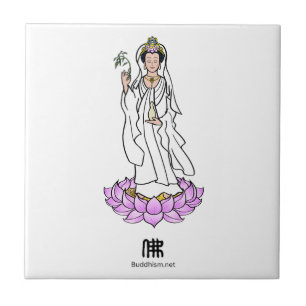 Azulejo De Cerâmica Guan Yin Bodhisattva no Lotus