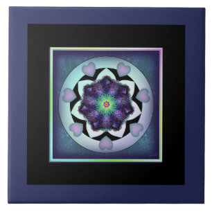 Azulejo De Cerâmica Guarda-chuva e corações roxos .7