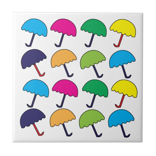 Azulejo De Cerâmica Guarda-chuvas Coloridos Guarda-chuvas (Frente)