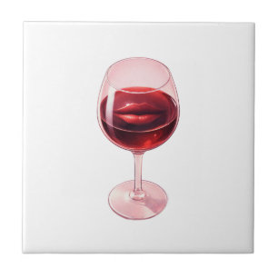 Azulejo De Cerâmica Guardanapos de Cocktail com Taça de Vinho e Lábios
