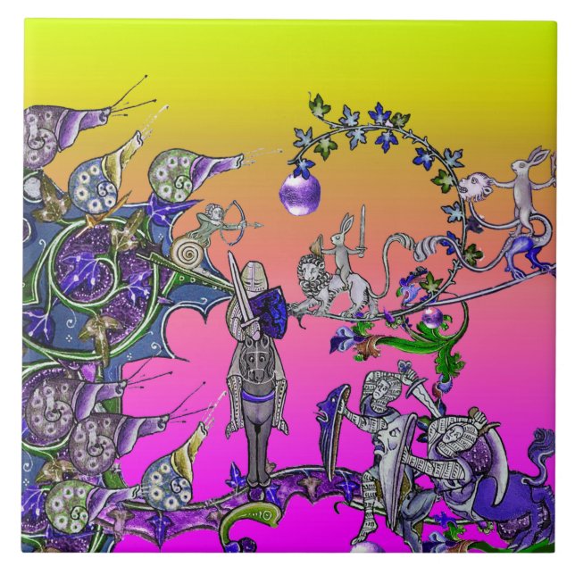 AZULEJO DE CERÂMICA  GUERRA BESTIÁRIA MEDIEVAL, NOITES,ESQUEMAS GIGANTE (Frente)