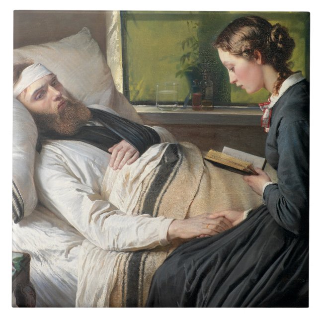 Azulejo De Cerâmica Guerreiro ferido (por Elisabeth Jerichau-Baumann) (Frente)