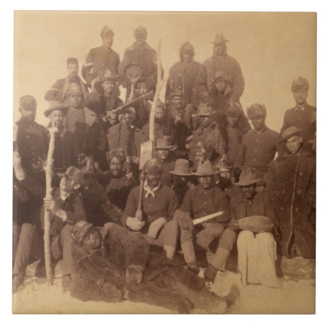 Azulejo De Cerâmica Guerreiros de Buffalo: Cavalaria Negra Americana L (Frente)