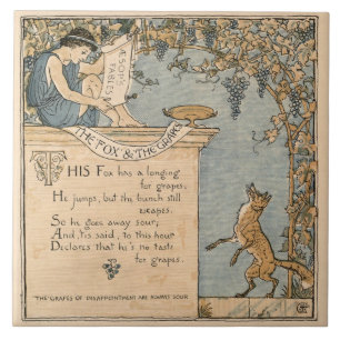 Azulejo De Cerâmica Guindaste de Walter do vintage: A raposa e as uvas