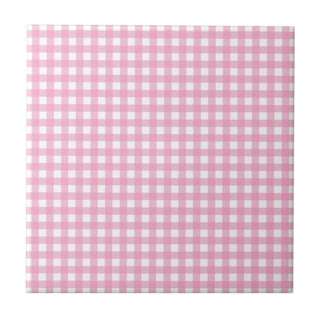 Azulejo De Cerâmica Guingão cor-de-rosa e branco (Frente)