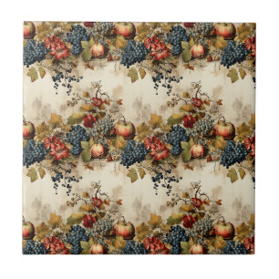 Azulejo De Cerâmica Guirlanda de Frutas de Uva de Vinhedo Vintage