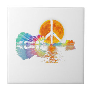 Azulejo De Cerâmica Guitar-lago Shadow Peace Love Guitar Hippie