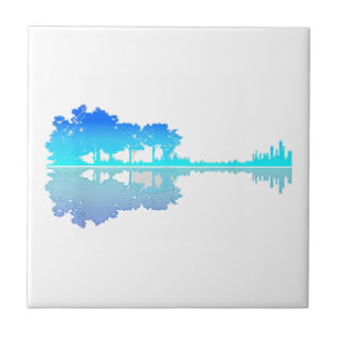 Azulejo De Cerâmica Guitar Lake Shadow Love Guitar Musical