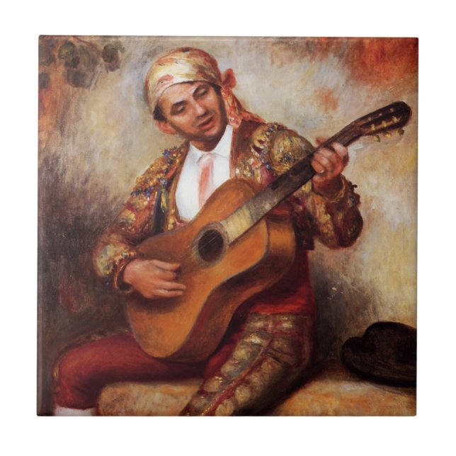 Azulejo De Cerâmica Guitarista espanhol (por Pierre-August Renoir) (Frente)