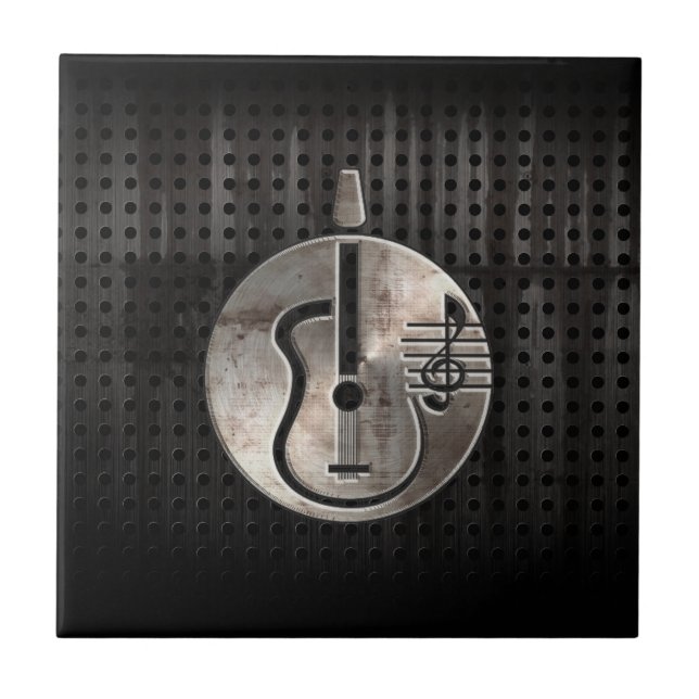 Azulejo De Cerâmica Guitarra acústica áspera (Frente)