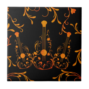 Azulejo De Cerâmica Guitarra de Madeira rolada