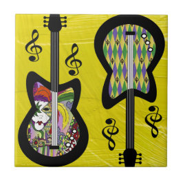 Azulejo De Cerâmica Guitarras Coloridas do Mardi Gras