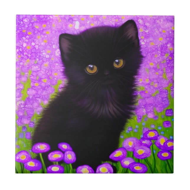 Azulejo De Cerâmica Gustav Klimt Cat (Frente)