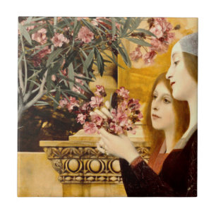 Azulejo De Cerâmica Gustav Klimt - Duas Garotas Com Oleander