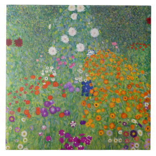 Azulejo De Cerâmica Gustav Klimt Flower Garden Vintage Art Nouveau