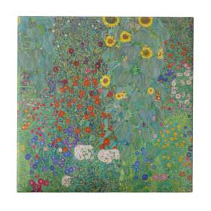 Azulejo De Cerâmica Gustav Klimt - Jardim Rural com Girassóis