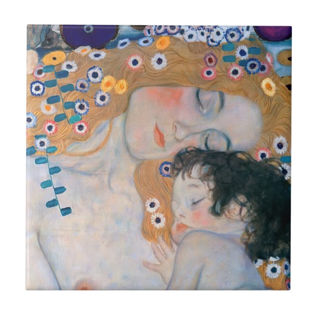 Azulejo De Cerâmica Gustav Klimt - Mãe e Filho (Frente)